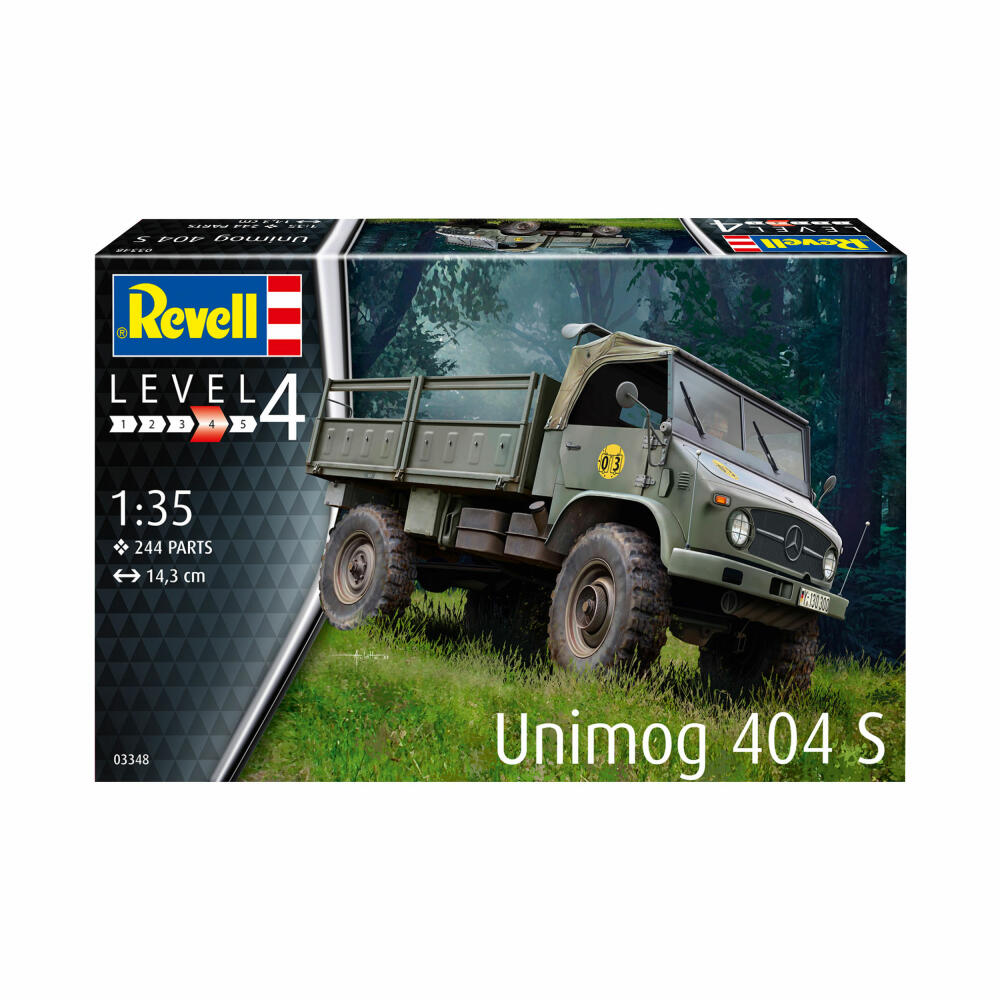 Revell Fahrzeug-Modellbausatz Unimog 404 S, Transporter, 244 Teile, 1:35, 03348