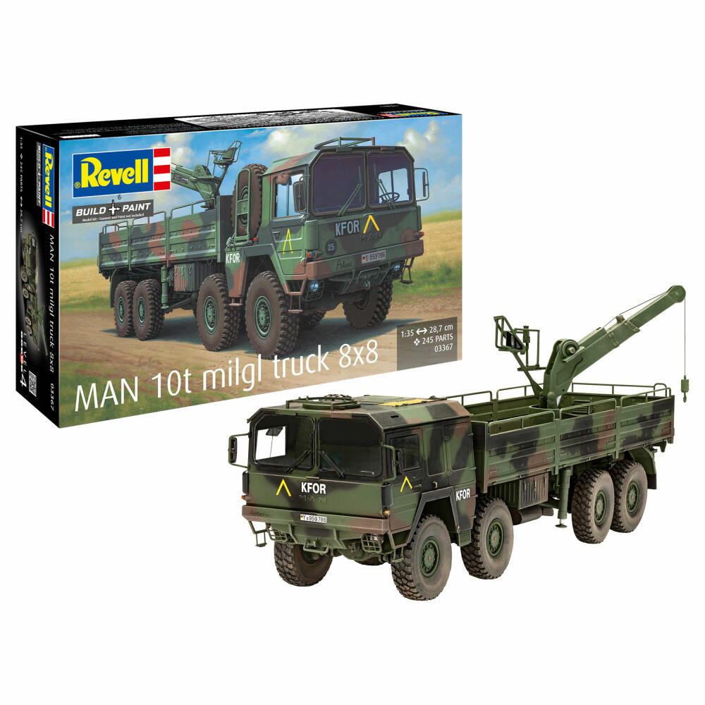 Revell Fahrzeug-Modellbausatz MAN 10t milgl Truck 8x8, Militär, 245 Teile, 1:35, 03367