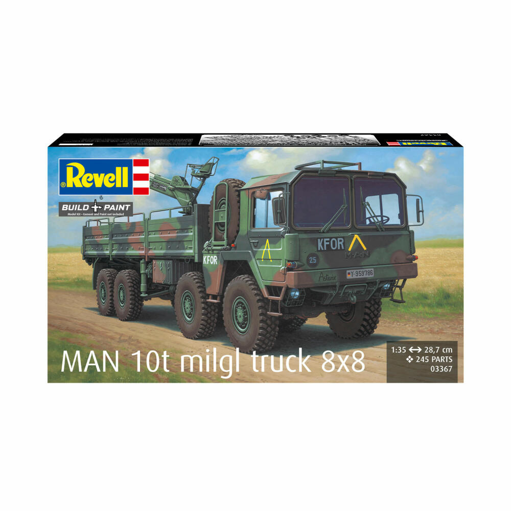 Revell Fahrzeug-Modellbausatz MAN 10t milgl Truck 8x8, Militär, 245 Teile, 1:35, 03367
