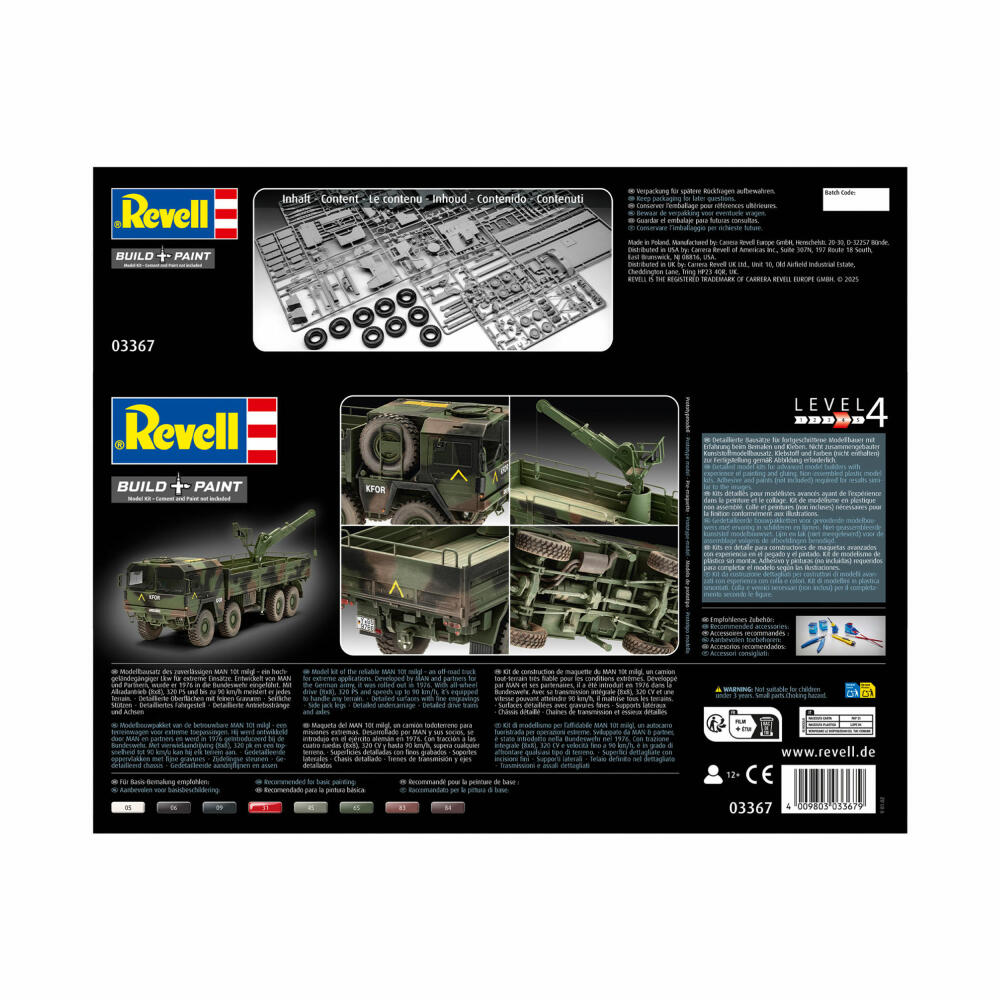 Revell Fahrzeug-Modellbausatz MAN 10t milgl Truck 8x8, Militär, 245 Teile, 1:35, 03367