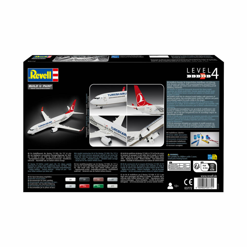 Revell Flugzeug-Modellbausatz Boeing 737-800 Turkish Airlines, 63 Teile, 1:144, 03772