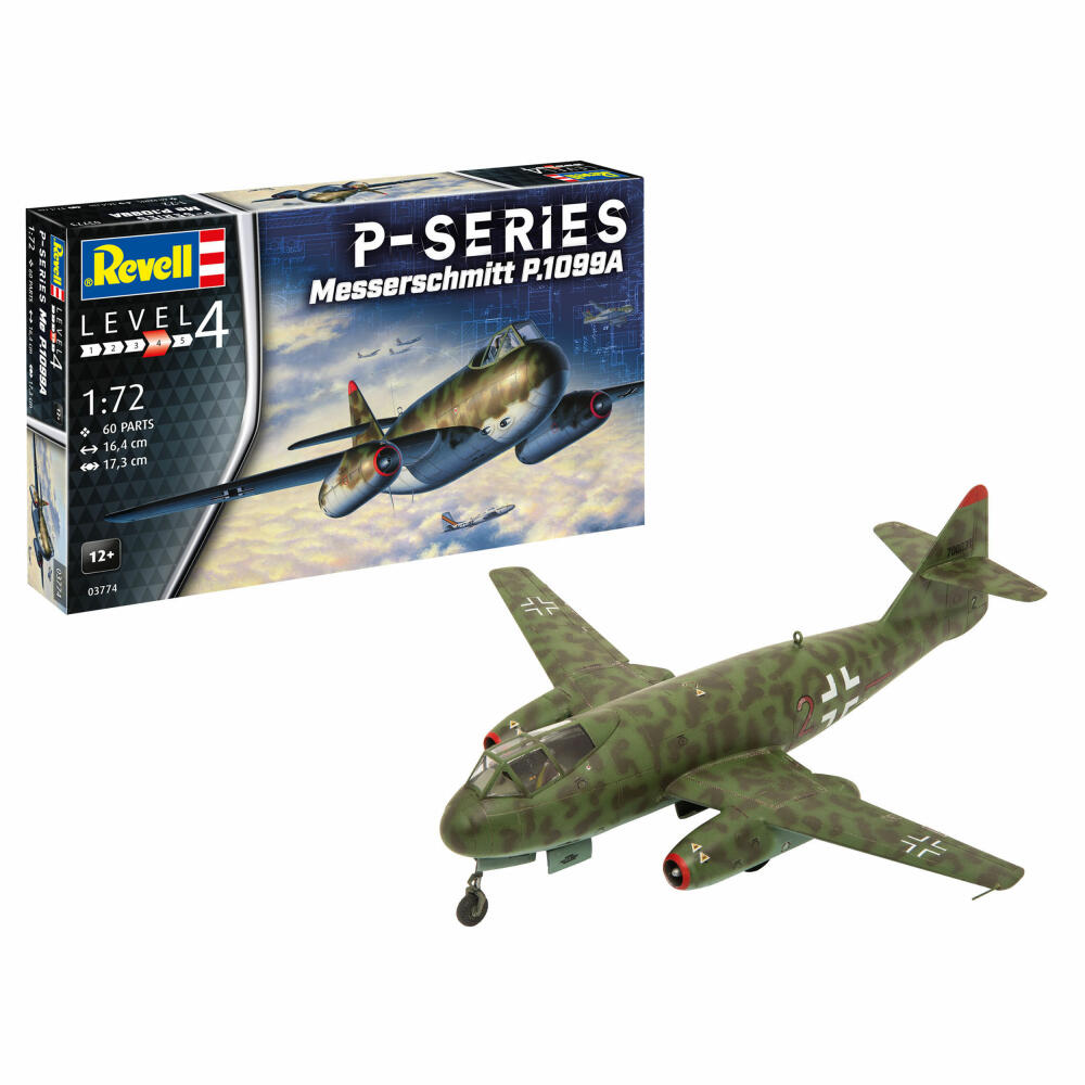Revell Flugzeug-Modellbausatz Messerschmitt P.1099A - P-Series, 60 Teile, 1:72, 03774