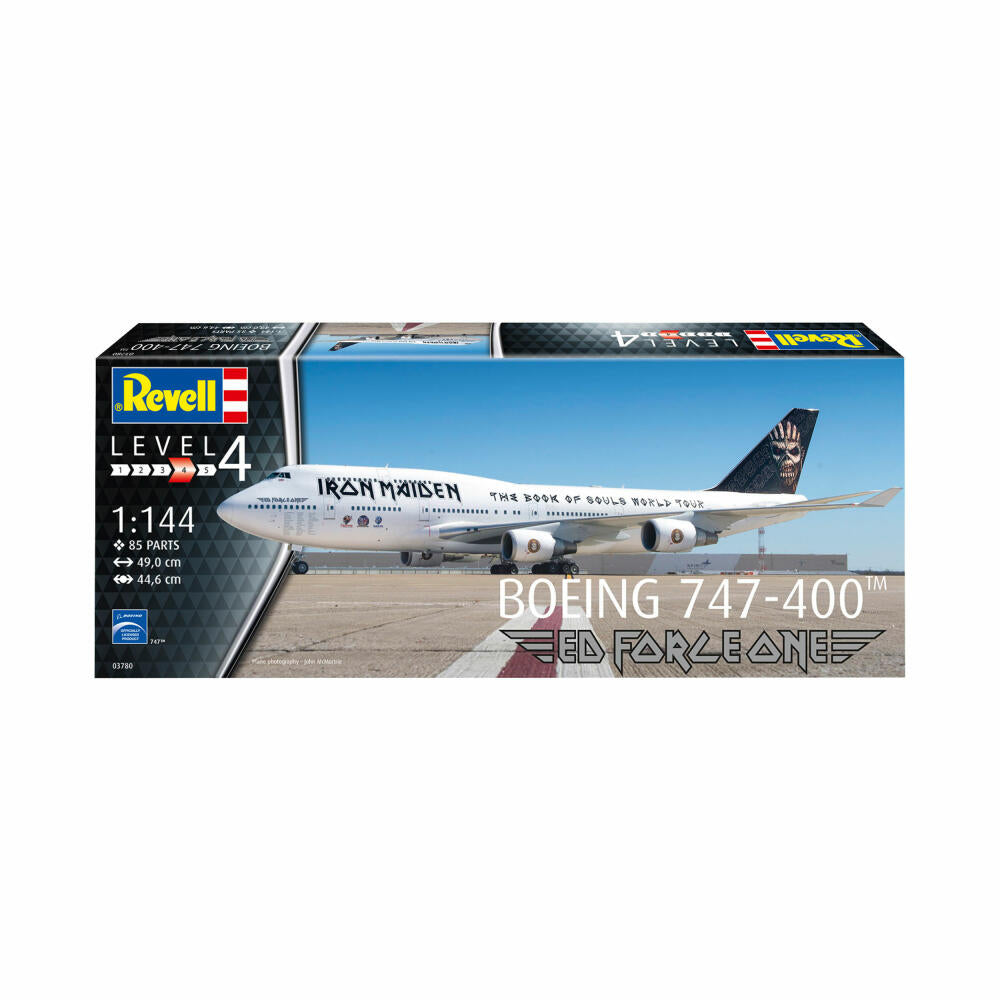 Revell Flugzeug-Modellbausatz Boeing 747-400 Iron Maiden Ed Force One, 85 Teile, 1:144, 03780