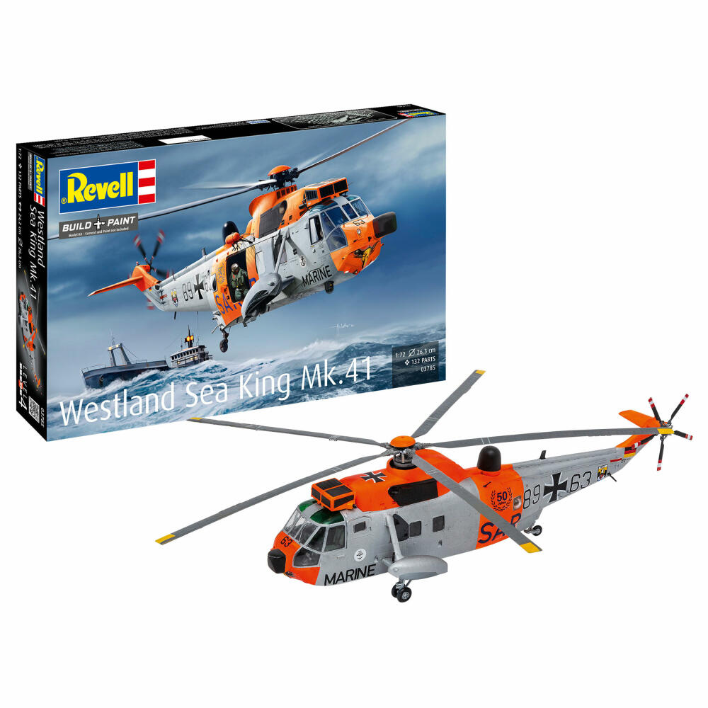 Revell Hubschrauber-Modellbausatz Westland Sea King Mk. 41/HU.5, Helikopter, 132 Teile, 1:72, 03785