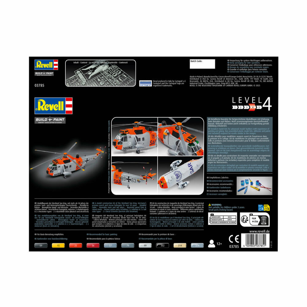Revell Hubschrauber-Modellbausatz Westland Sea King Mk. 41/HU.5, Helikopter, 132 Teile, 1:72, 03785