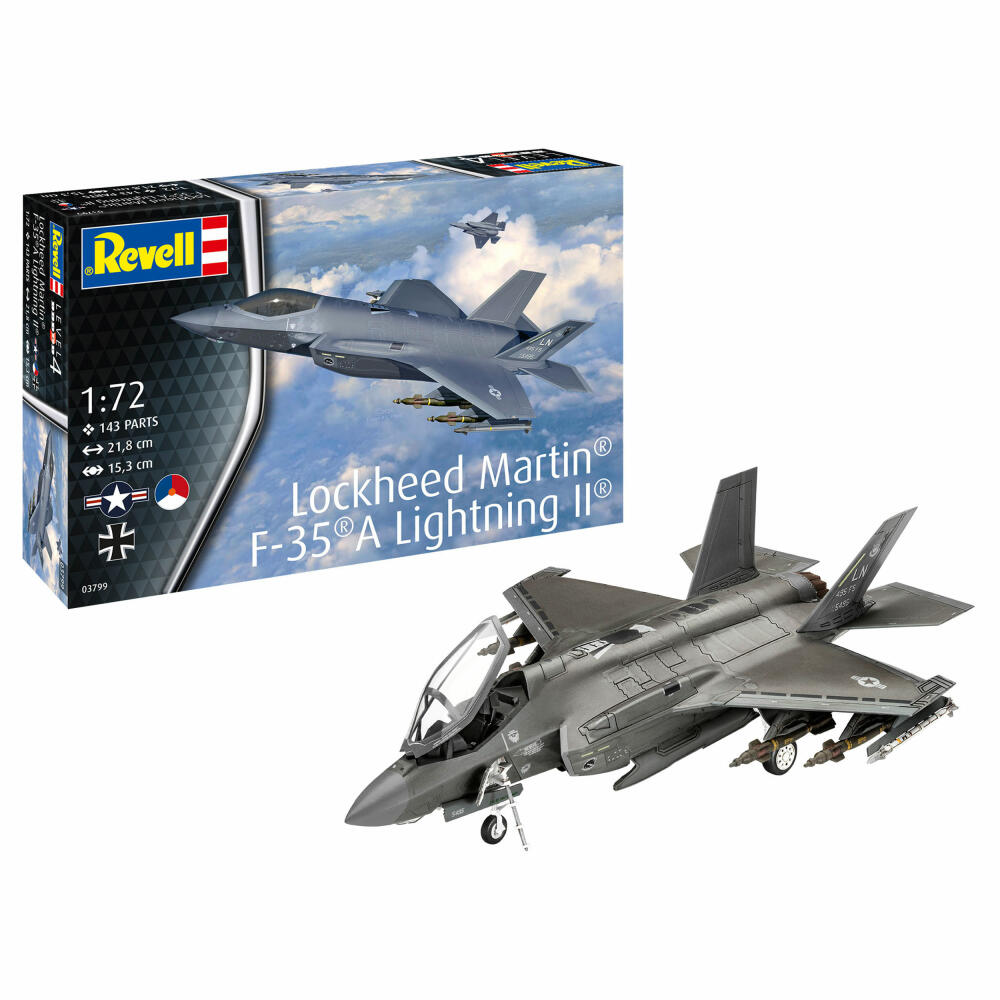 Revell Flugzeug-Modellbausatz Lockheed Martin F-35A Lightning II, 143 Teile, 1:72, 03799