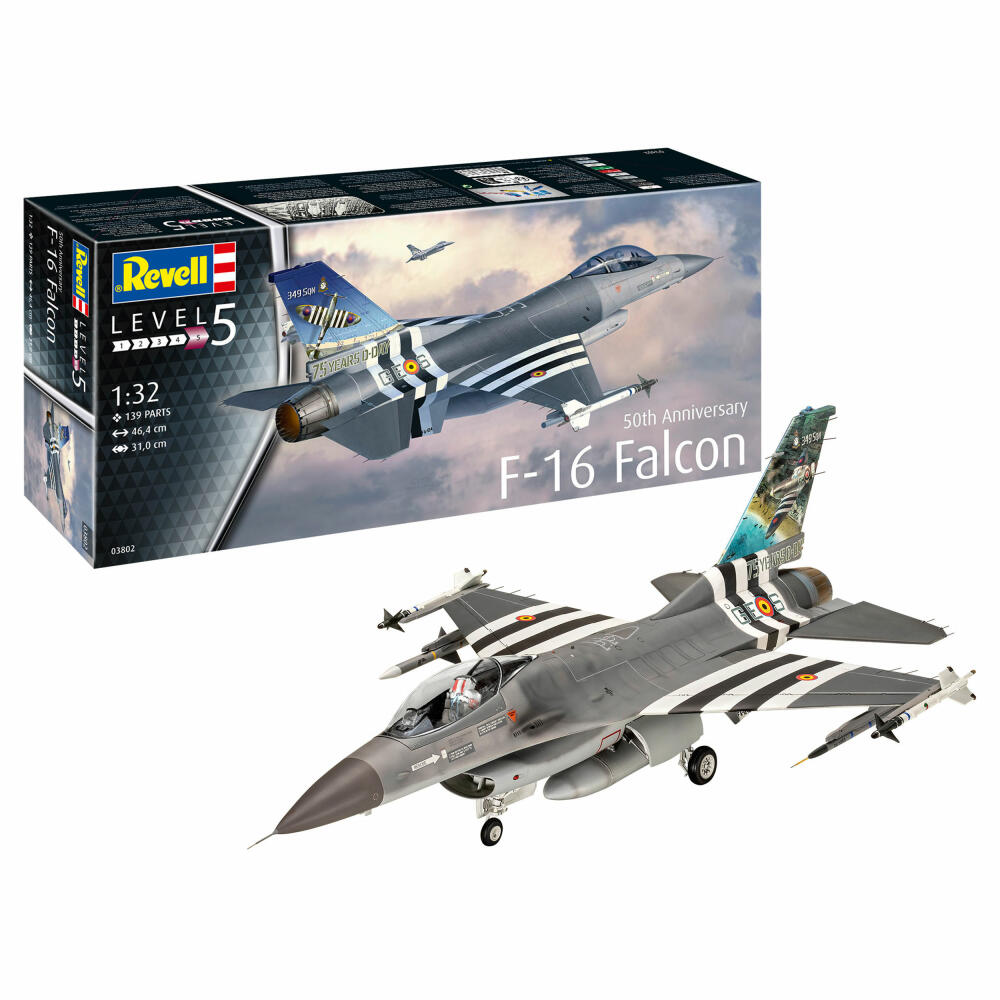 Revell Flugzeug-Modellbausatz F-16 Falcon 50th Anniversary, 150 Teile, 1:32, 03802