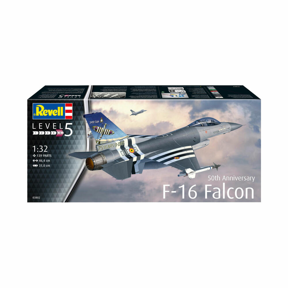 Revell Flugzeug-Modellbausatz F-16 Falcon 50th Anniversary, 150 Teile, 1:32, 03802