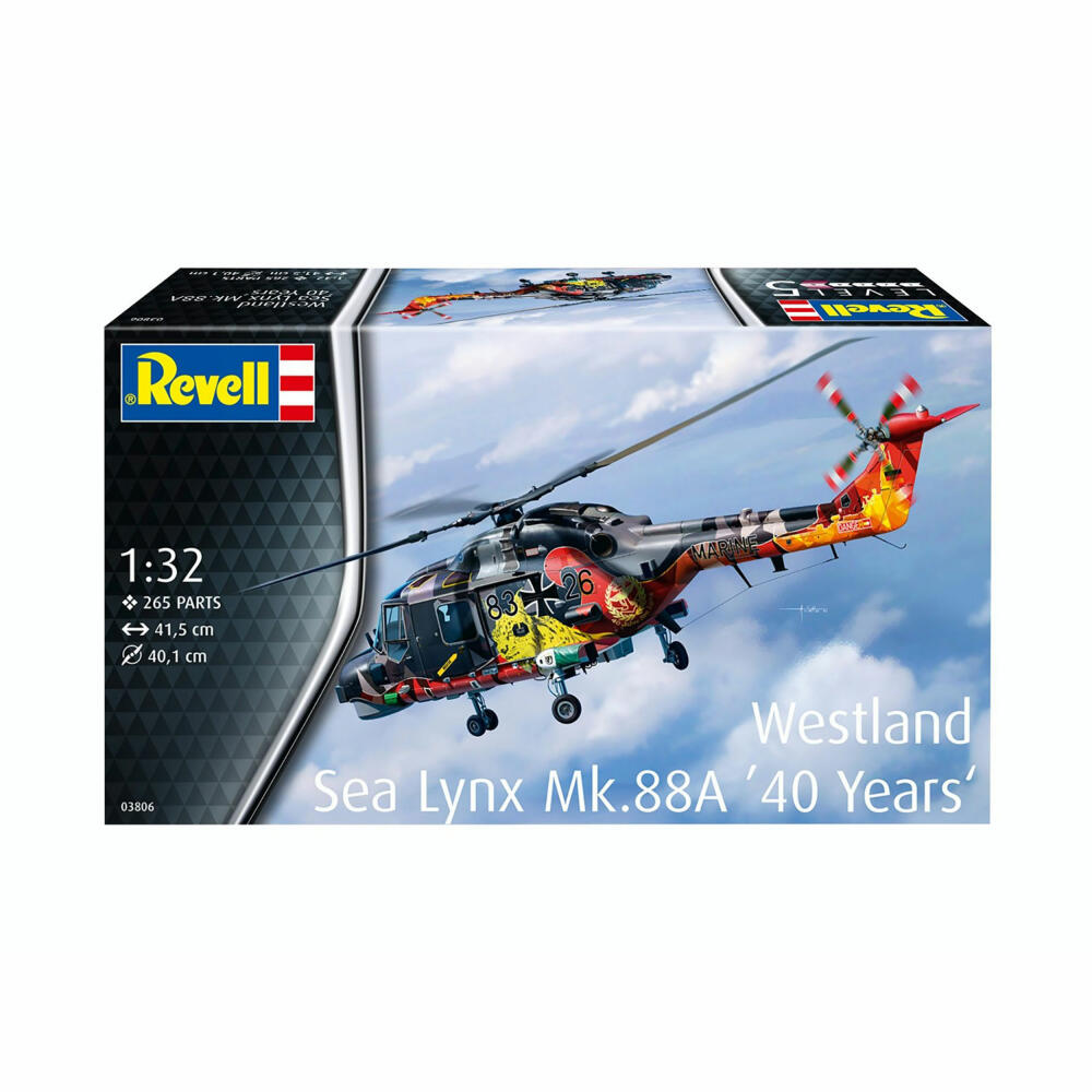 Revell Hubschrauber-Modellbausatz Westland Sea Lynx Mk.88A 40 Years SE, Helikopter, 265 Teile, 1:32, 03806