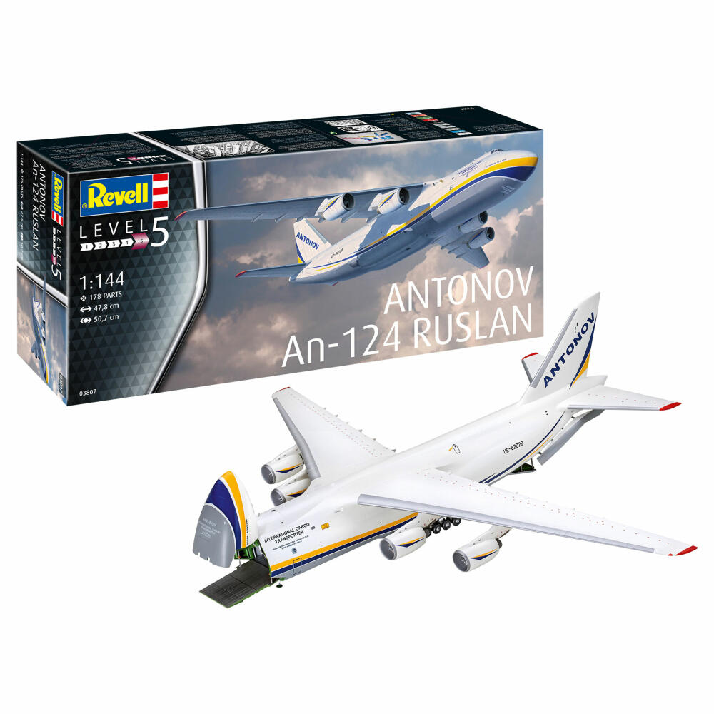 Revell Flugzeug-Modellbausatz Antonov AN-124 Ruslan, 178 Teile, 1:144, 03807