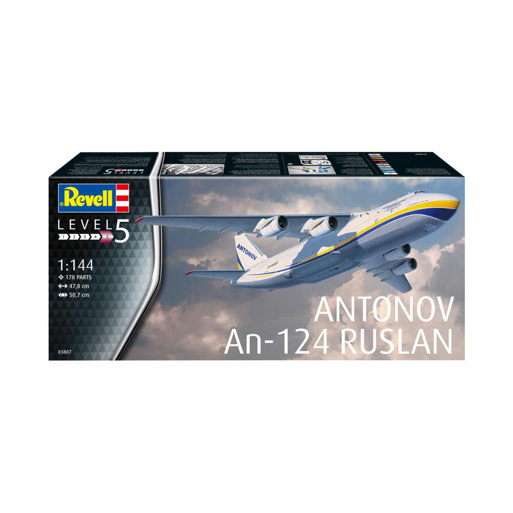 Revell Flugzeug-Modellbausatz Antonov AN-124 Ruslan, 178 Teile, 1:144, 03807