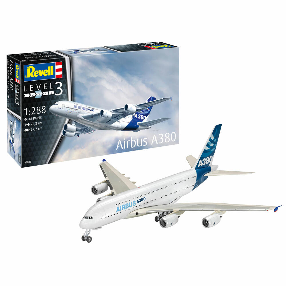 Revell Flugzeug-Modellbausatz Airbus A380, 48 Teile, 1:288, 03808