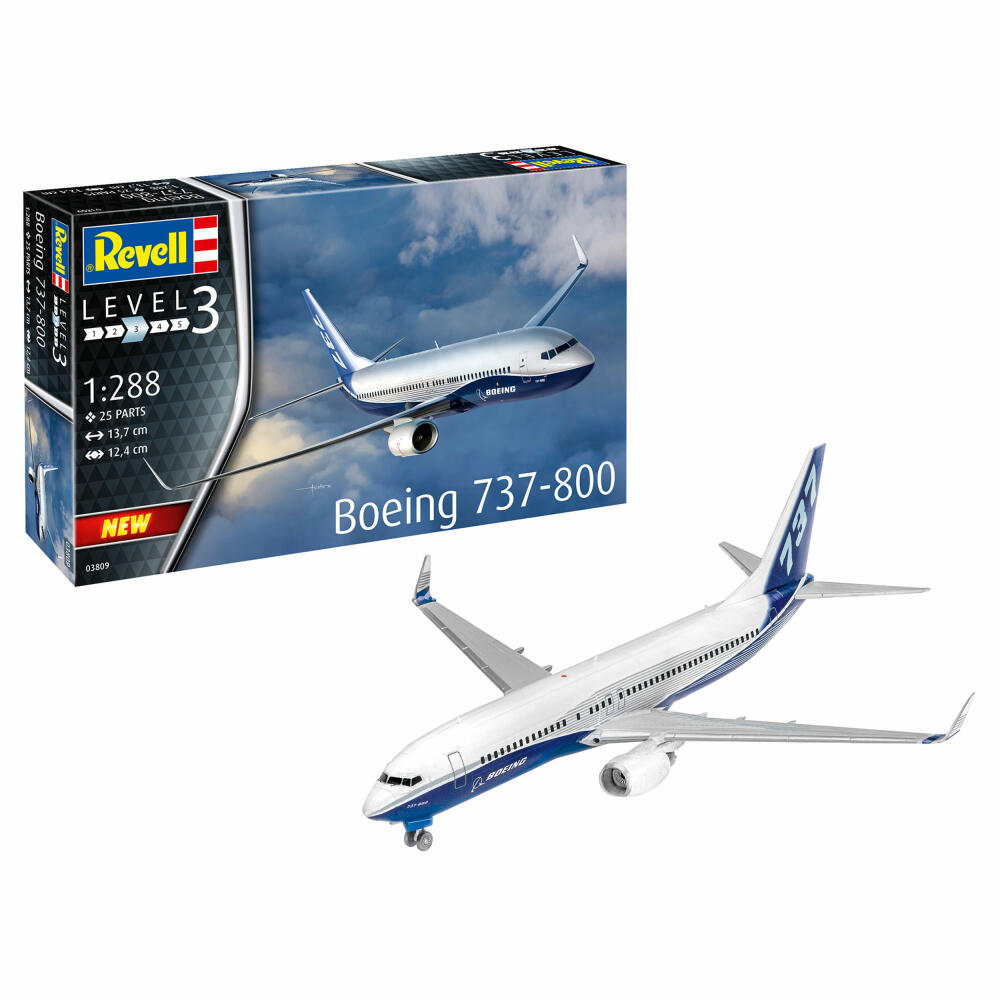 Revell Flugzeug-Modellbausatz Boeing 737-800, 25 Teile, 1:288, 03809