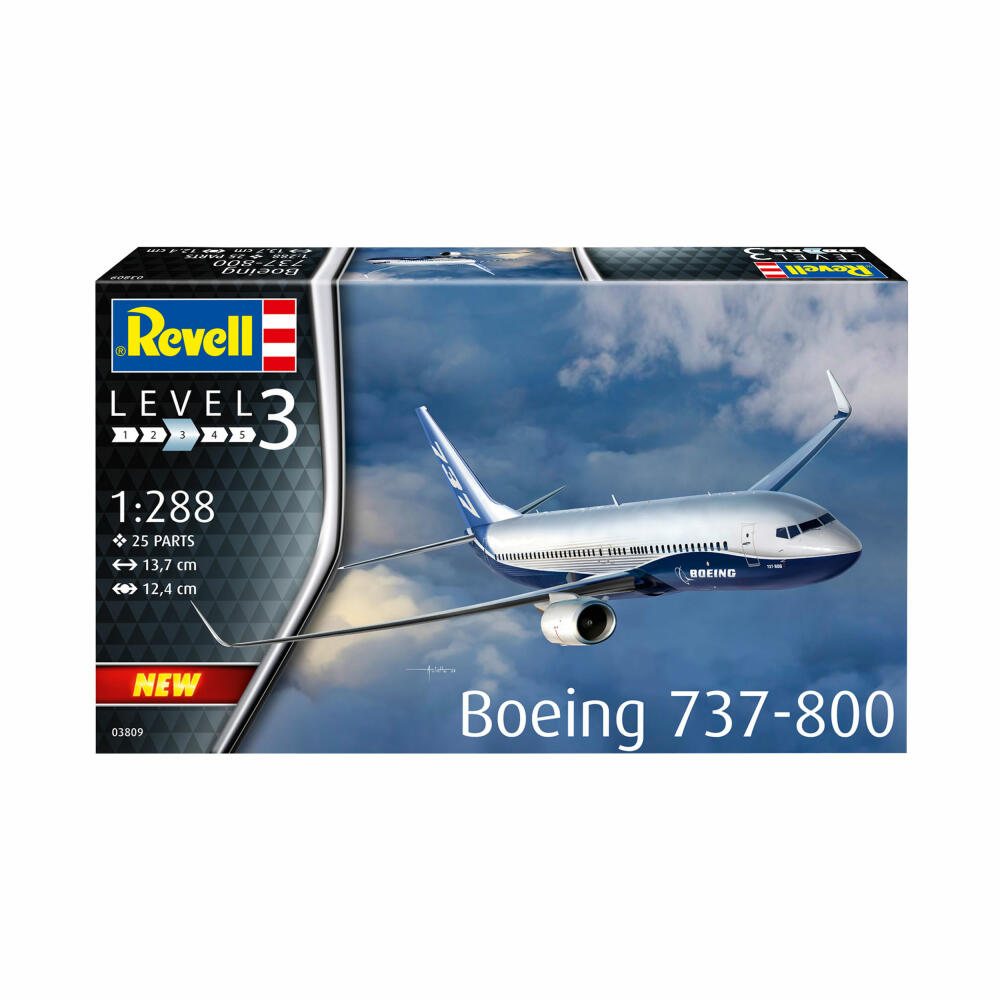Revell Flugzeug-Modellbausatz Boeing 737-800, 25 Teile, 1:288, 03809