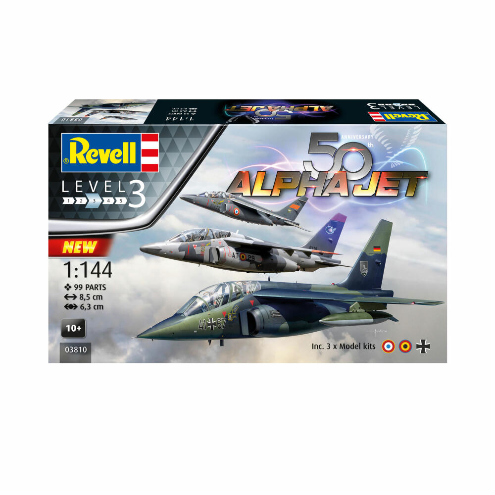 Revell Flugzeug-Modellbausatz 50th Anniversary Alpha Jet, 99 Teile, 1:144, 03810