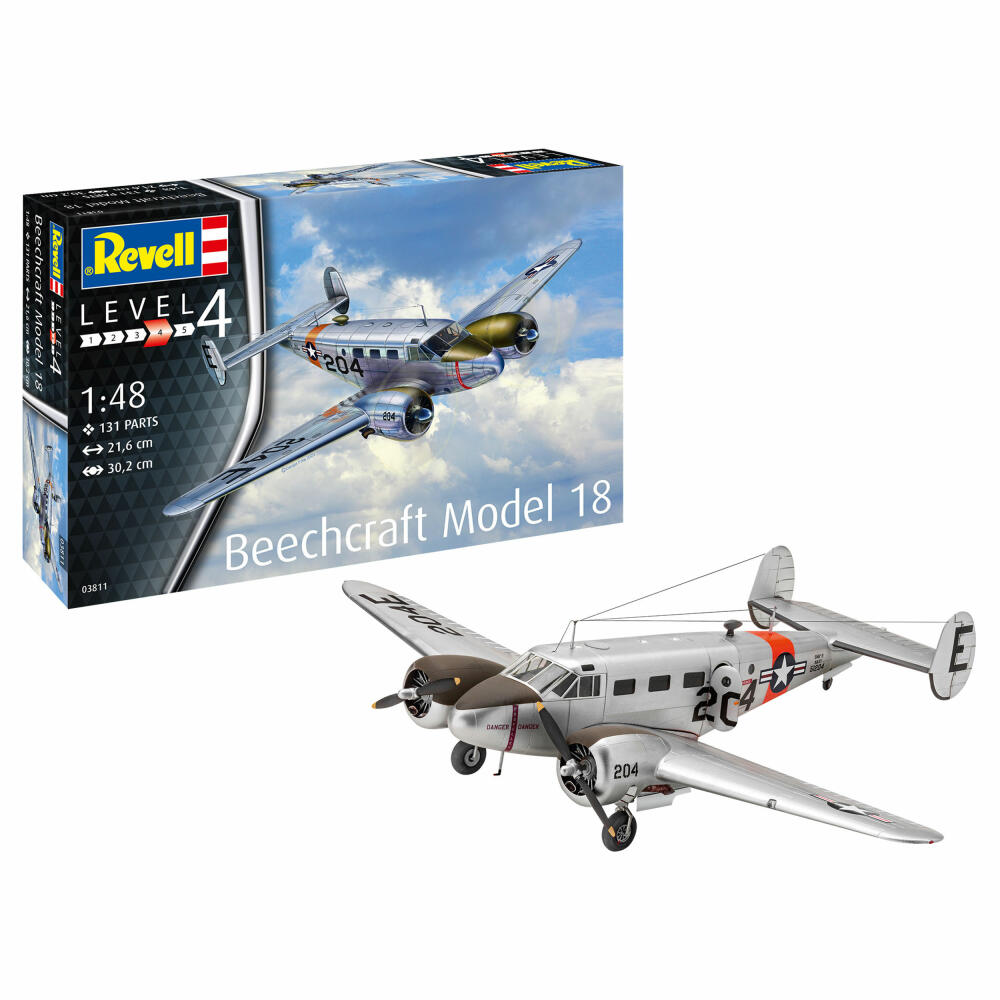 Revell Flugzeug-Modellbausatz Beechcraft Model 18, 131 Teile, 1:48, 03811