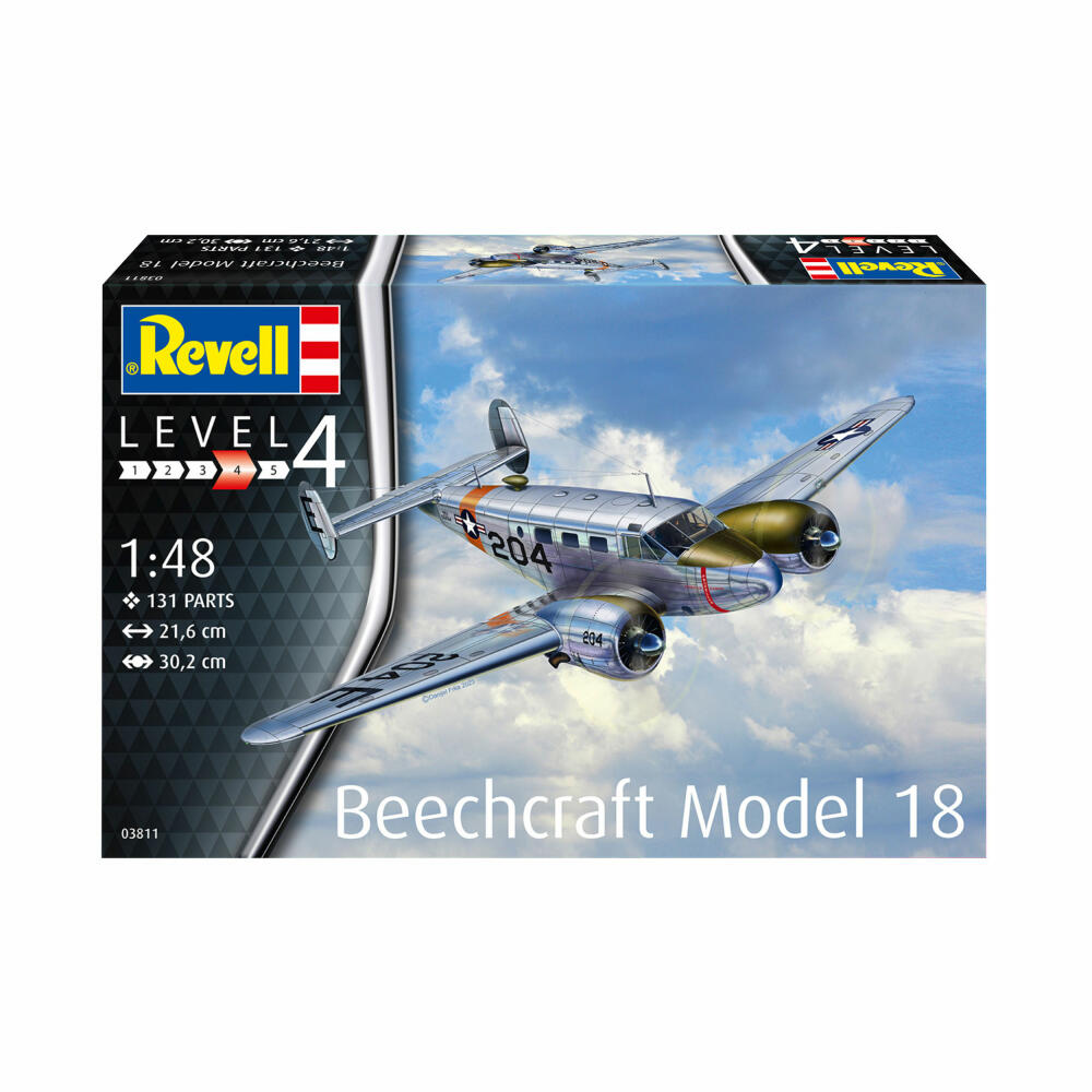 Revell Flugzeug-Modellbausatz Beechcraft Model 18, 131 Teile, 1:48, 03811