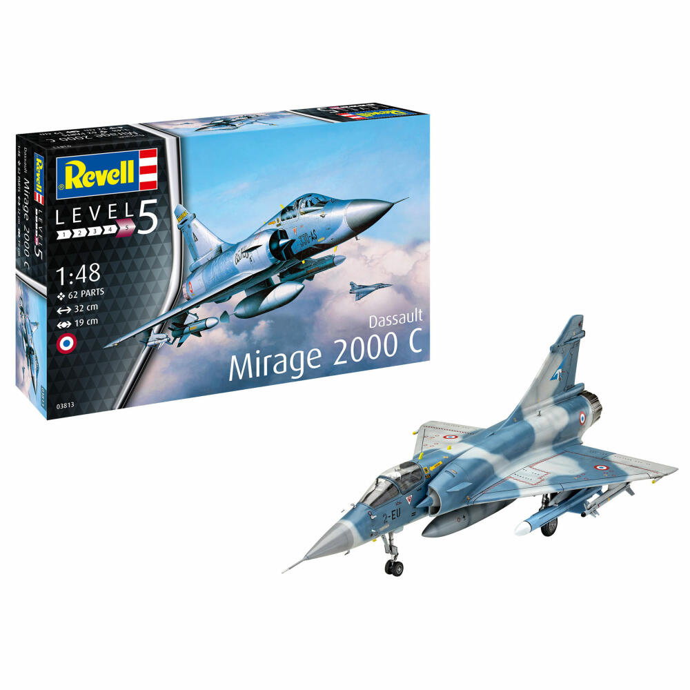 Revell Flugzeug-Modellbausatz Dassault Mirage 2000C, 62 Teile, 1:48, 03813
