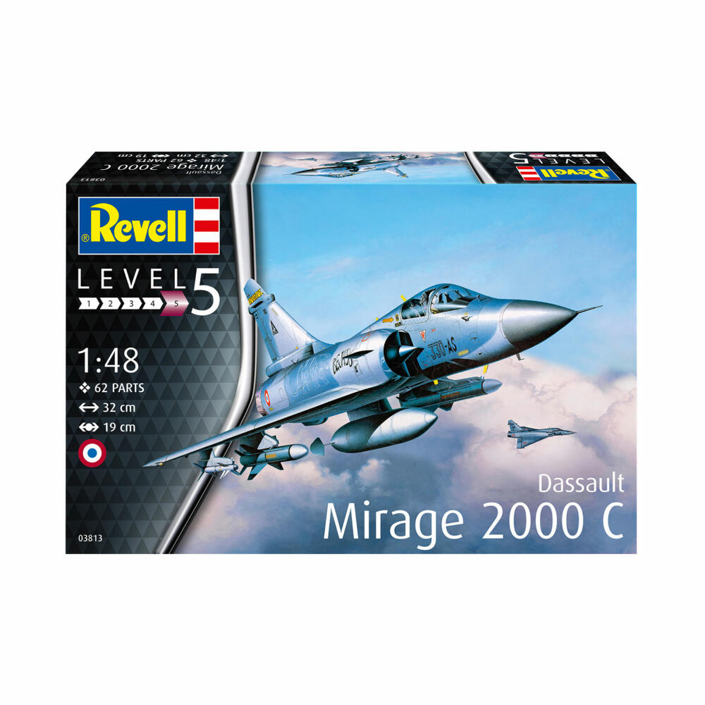 Revell Flugzeug-Modellbausatz Dassault Mirage 2000C, 62 Teile, 1:48, 03813