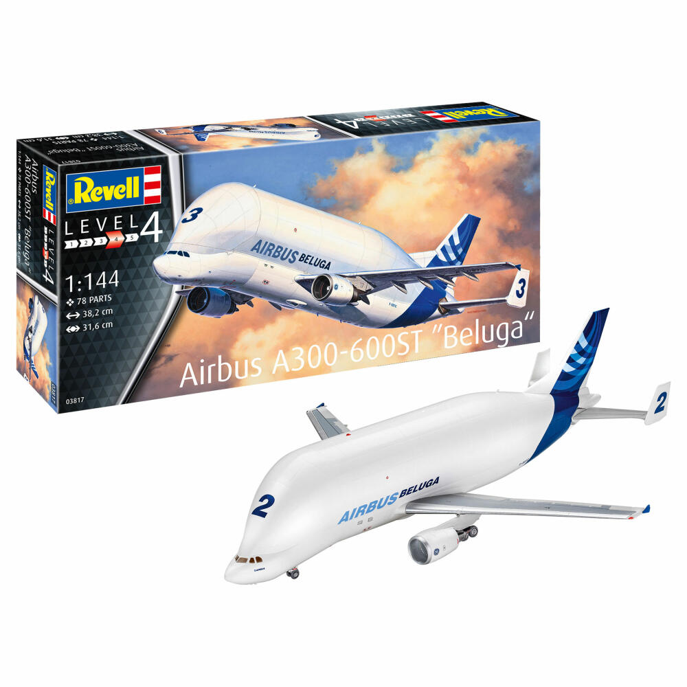 Revell Flugzeug-Modellbausatz Airbus A300-600ST Beluga, 78 Teile, 1:144, 03817