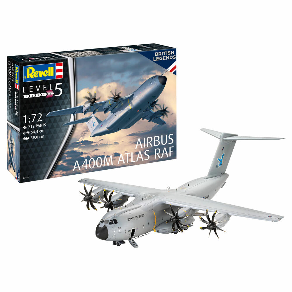 Revell Flugzeug-Modellbausatz Airbus A400M Atlas RAF, 212 Teile, 1:72, 03822