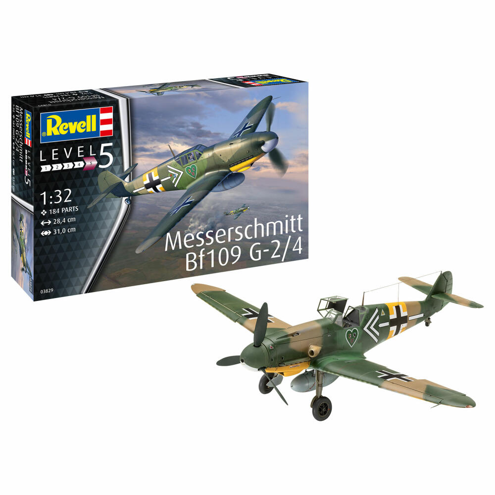 Revell Flugzeug-Modellbausatz Messerschmitt Bf109 G-2/4, 184 Teile, 1:32, 03829