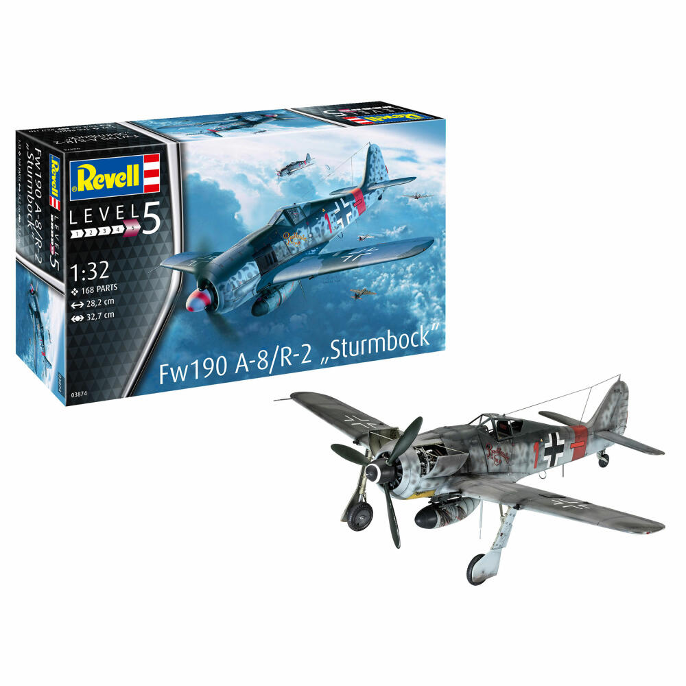 Revell Flugzeug-Modellbausatz Fw190 A-8/R-2 Sturmbock, 168 Teile, 1:32, 03874