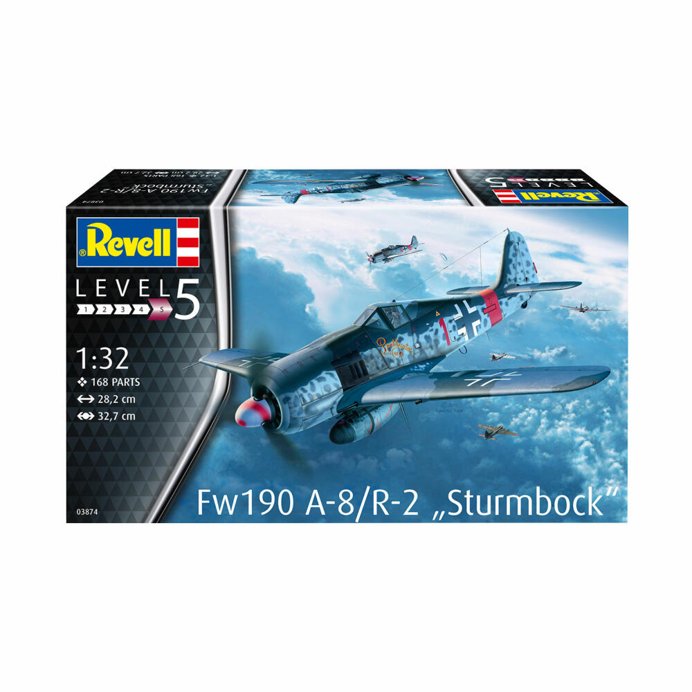 Revell Flugzeug-Modellbausatz Fw190 A-8/R-2 Sturmbock, 168 Teile, 1:32, 03874