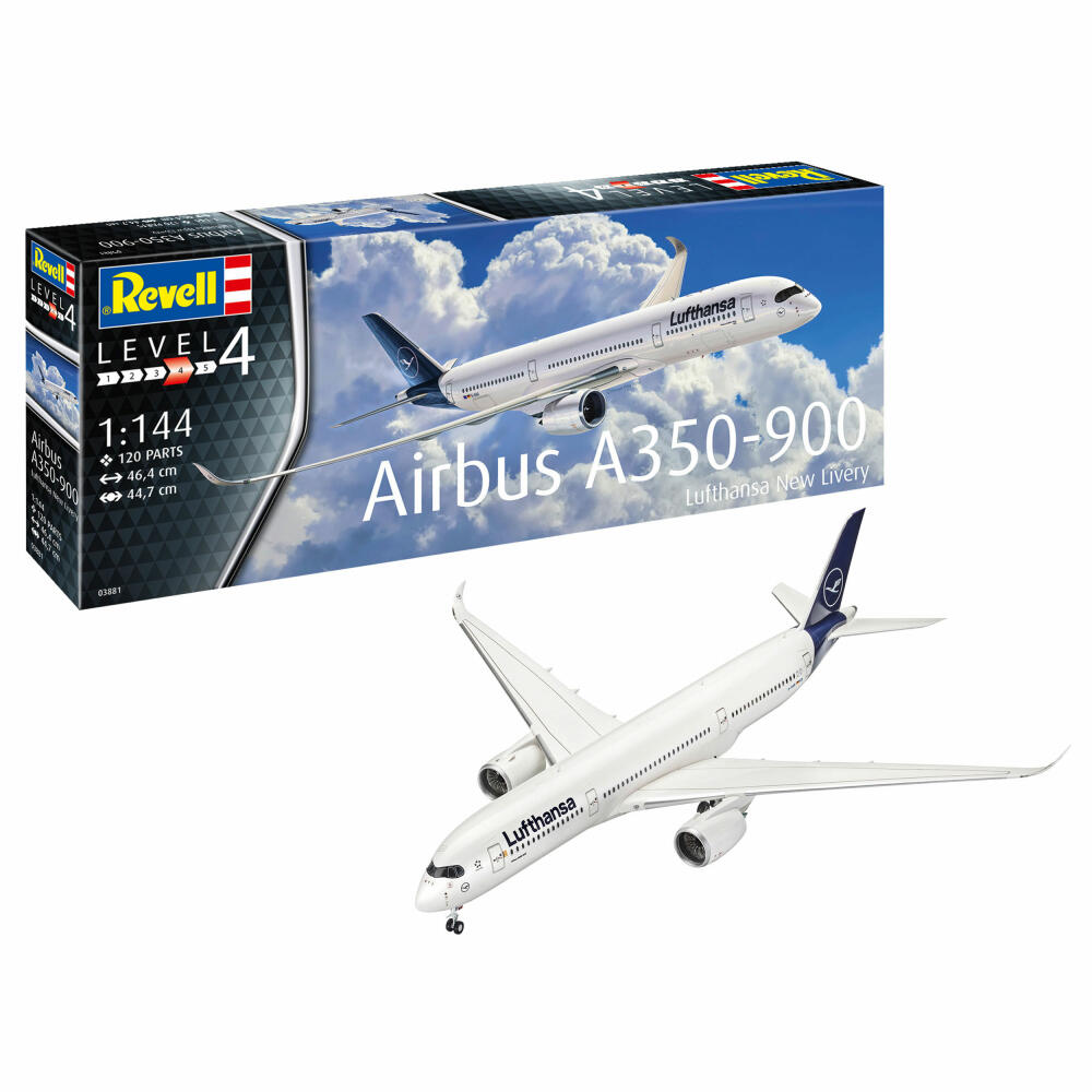 Revell Flugzeug-Modellbausatz Airbus A350-900 Lufthansa New Livery, 120 Teile, 1:144, 03881