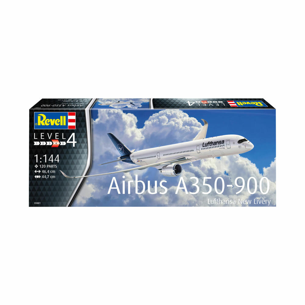 Revell Flugzeug-Modellbausatz Airbus A350-900 Lufthansa New Livery, 120 Teile, 1:144, 03881