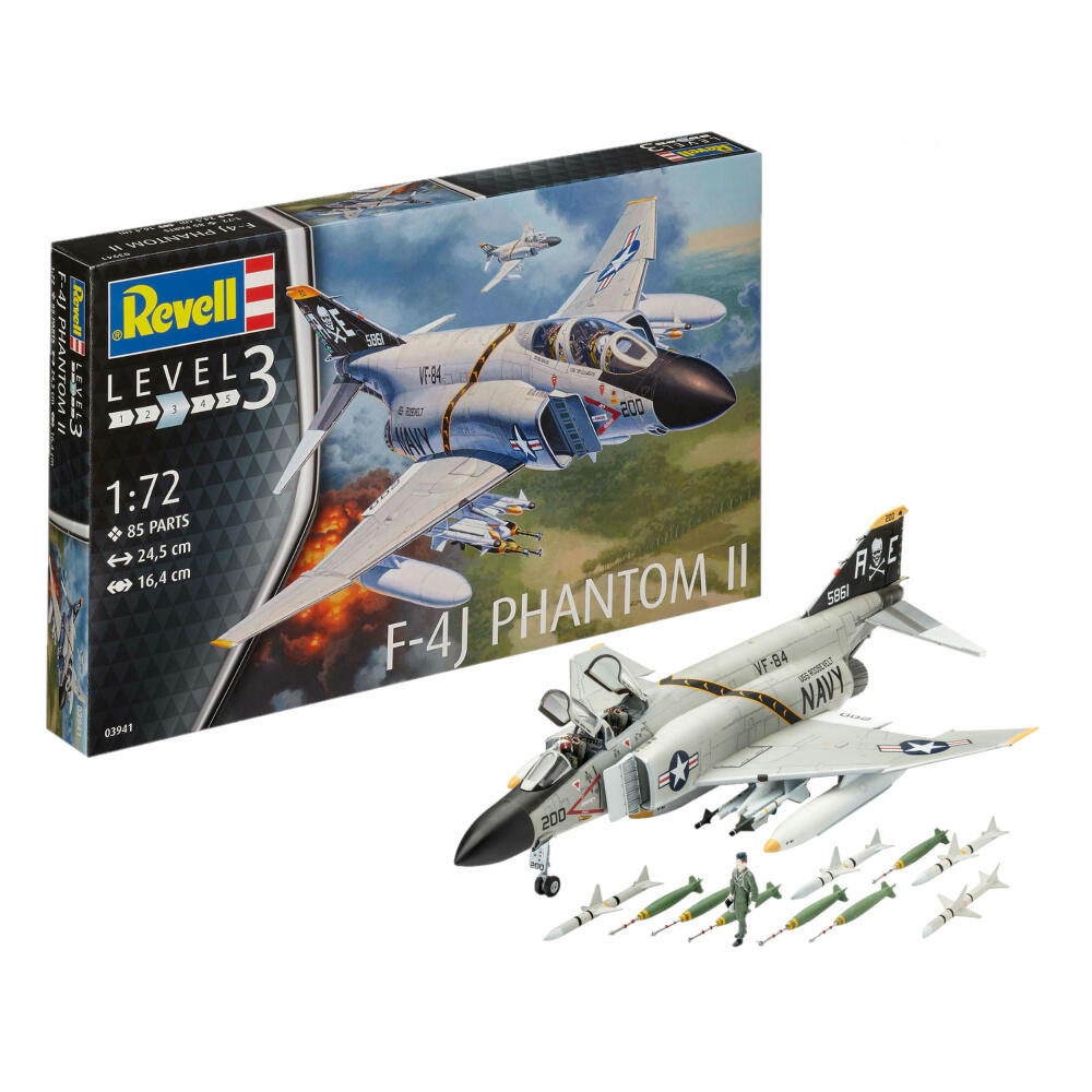 Revell Flugzeug-Modellbausatz F-4J Phantom II, 85 Teile, 1:72, 03941