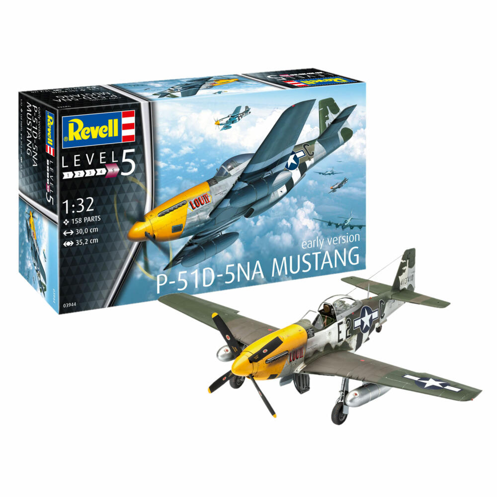 Revell Flugzeug-Modellbausatz P-51D-5NA Mustang early version, 158 Teile, 1:32, 03944