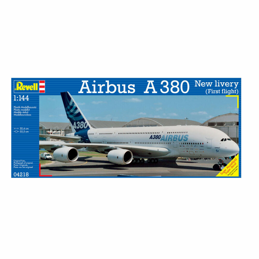 Revell Flugzeug-Modellbausatz Airbus A380 Design New livery First Flight, 163 Teile, 1:144, 04218