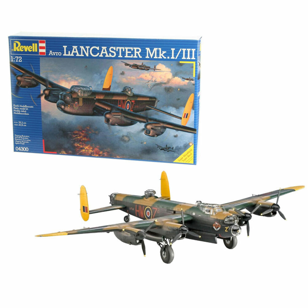 Revell Flugzeug-Modellbausatz Lancaster Mk.I/III, Bomber, 257 Teile, 1:72, 04300