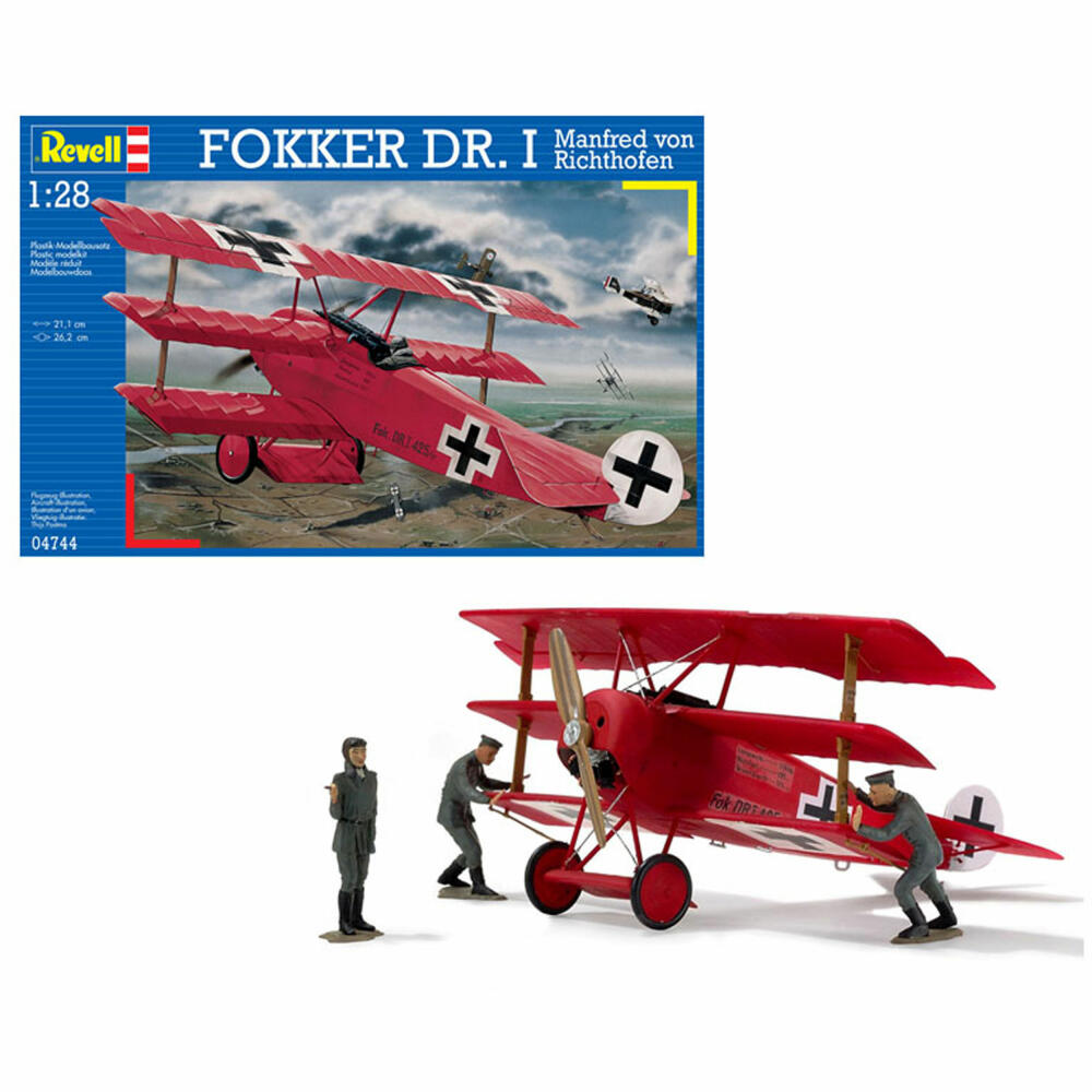 Revell Flugzeug-Modellbausatz Fokker Dr.1 Manfred von Richthofen, Dreidecker, Roter Baron, 66 Teile, 1:28, 04744