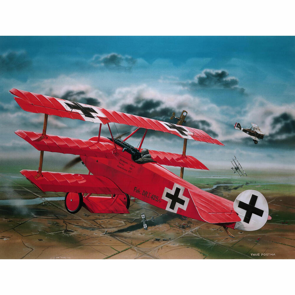 Revell Flugzeug-Modellbausatz Fokker Dr.1 Manfred von Richthofen, Dreidecker, Roter Baron, 66 Teile, 1:28, 04744
