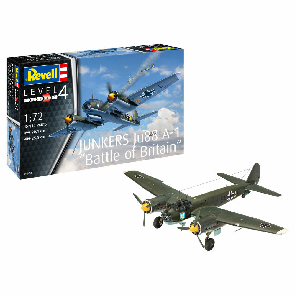 Revell Flugzeug-Modellbausatz Junkers Ju88 A-1 Battle of Britain, 119 Teile, 1:72, 04972