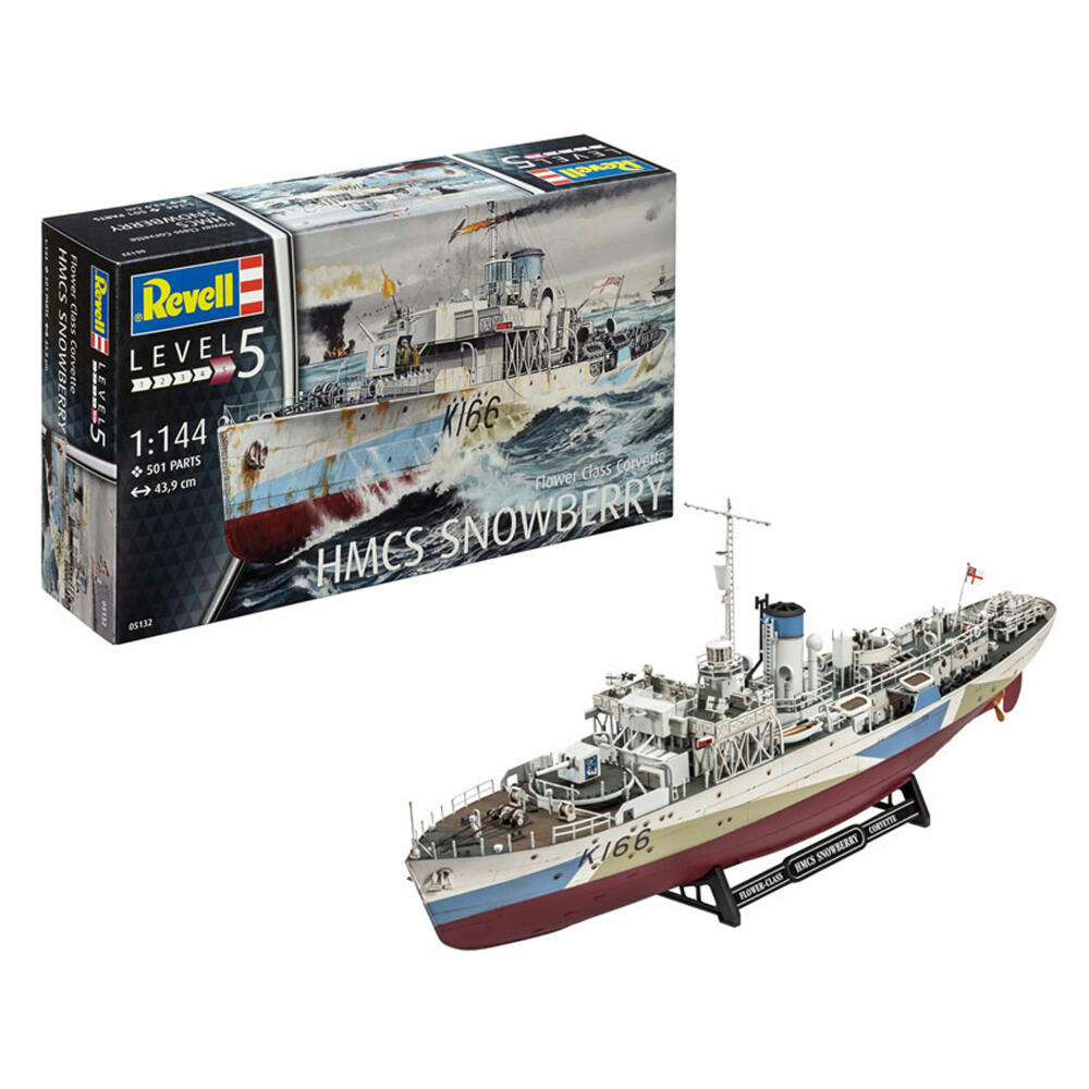 Revell Schiff-Modellbausatz Flower Class Corvette HMCS Snowberry, Korvette, 501 Teile, 1:144, 05132