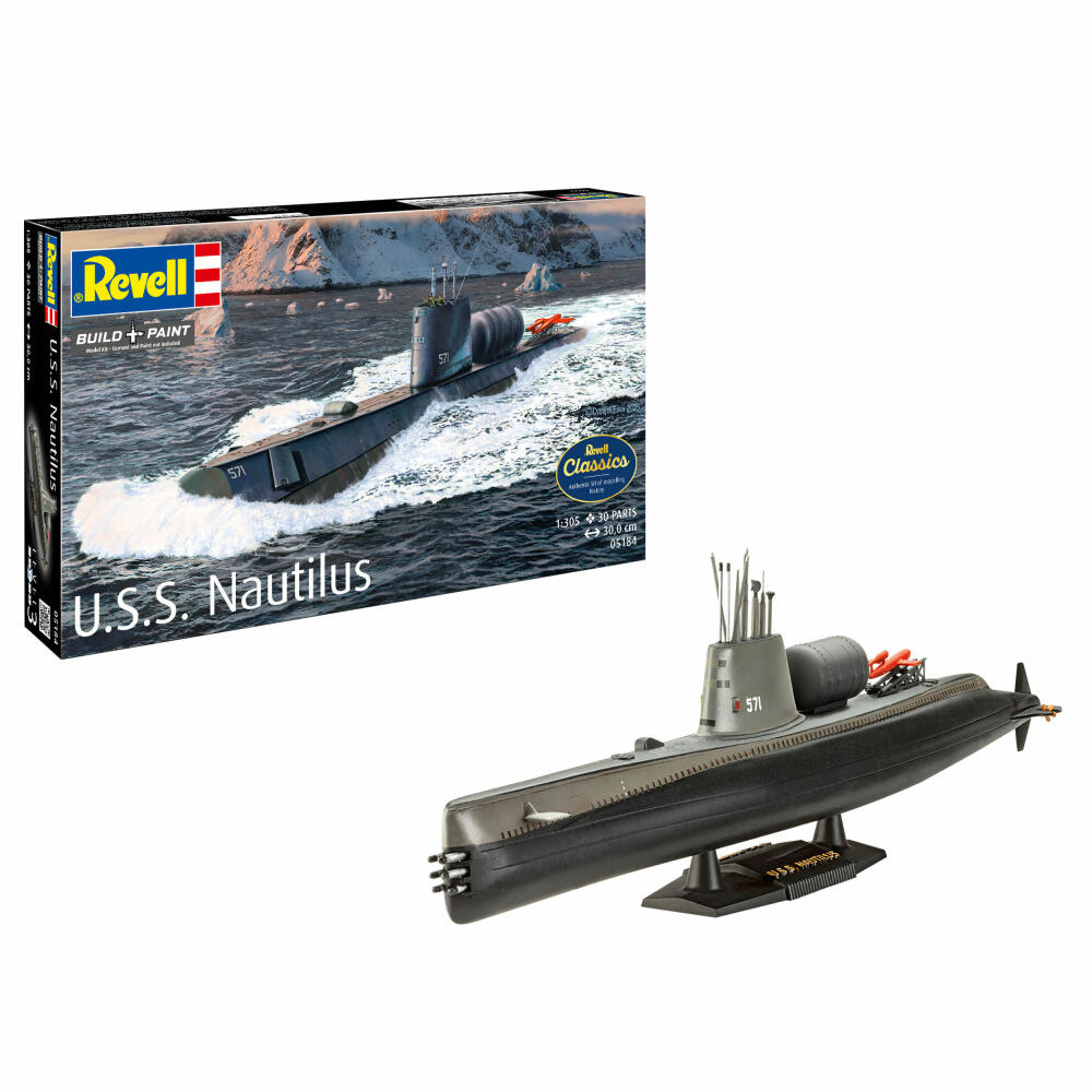 Revell Schiff-Modellbausatz U.S.S. Nautilus, U-Boot, 30 Teile, 1:305, 05184