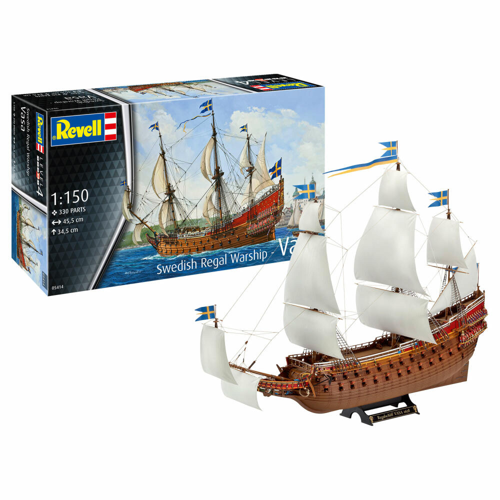 Revell Schiff-Modellbausatz Swedish Regal Warship Vasa, Segelschiff, Schlachtschiff, 330 Teile, 1:150, 05414