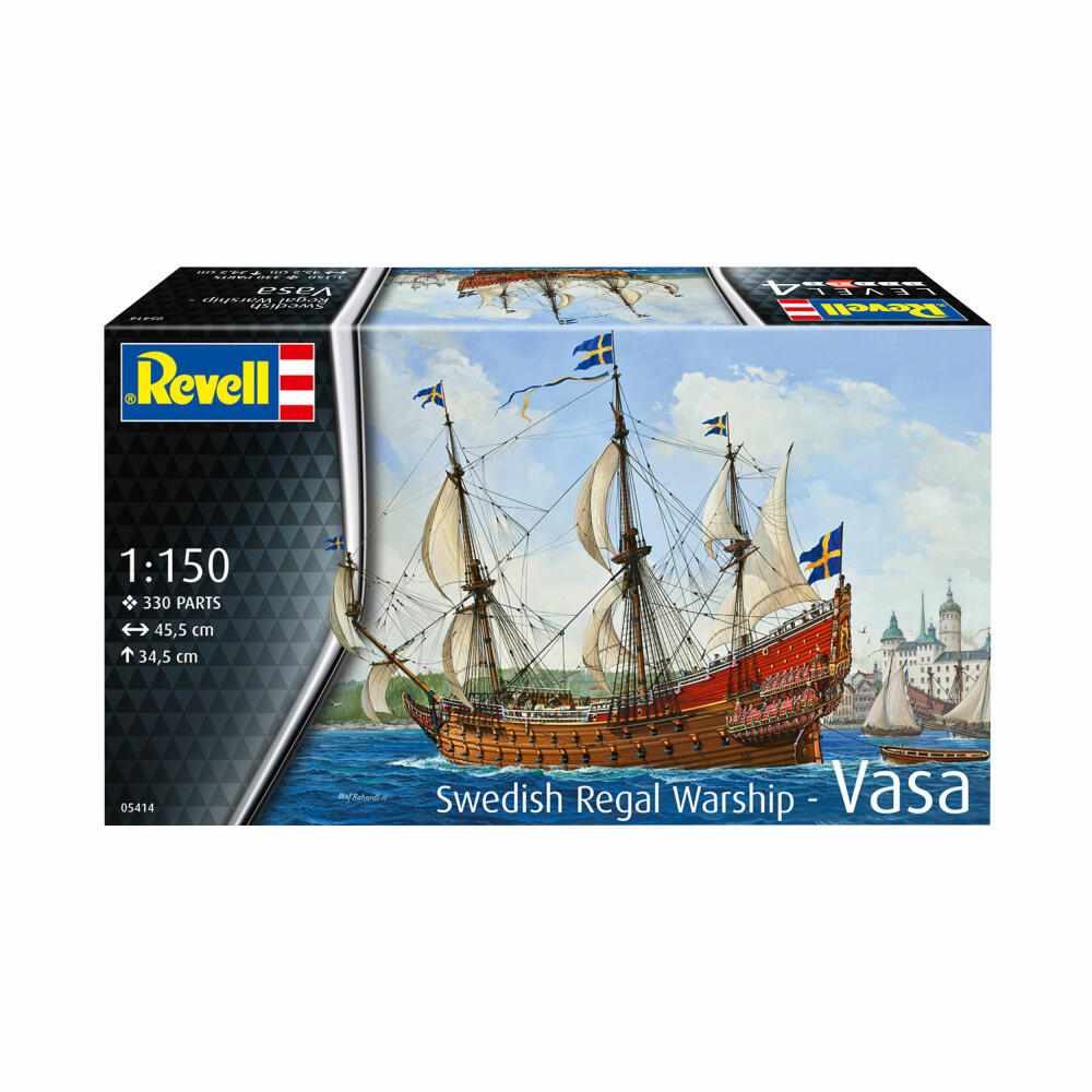 Revell Schiff-Modellbausatz Swedish Regal Warship Vasa, Segelschiff, Schlachtschiff, 330 Teile, 1:150, 05414