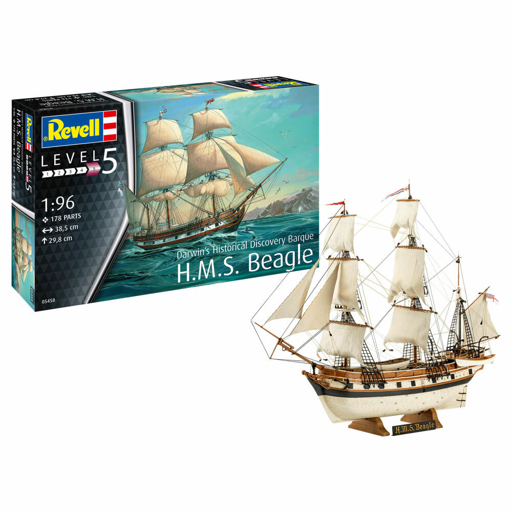 Revell Schiff-Modellbausatz Darwins Barque H.M.S. Beagle, Entdeckerschiff, 178 Teile, 1:96, 05458