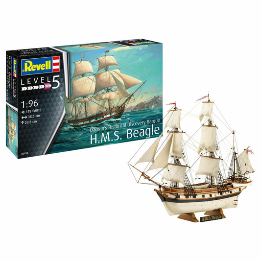 Revell Schiff-Modellbausatz Darwins Barque H.M.S. Beagle, Entdeckerschiff, 178 Teile, 1:96, 05458