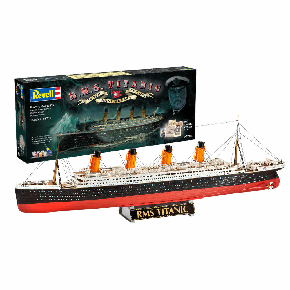 Revell Schiff-Modellbausatz Geschenkset 100 Jahre Titanic, Kreuzfahrtschiff, 262 Teile, 1:400, 05715