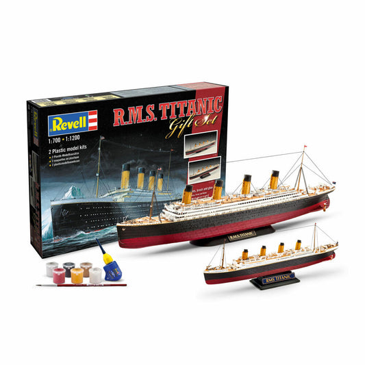 Revell Schiff-Modellbausatz Geschenkset R.M.S. Titanic, Kreuzfahrtschiff, 172 Teile, 1:700 & 1:1200, 05727