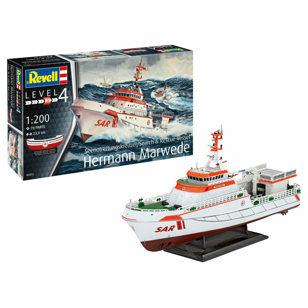 Revell Schiff-Modellbausatz Seenotkreuzer Hermann Marwede, 78 Teile, 1:200, 05812