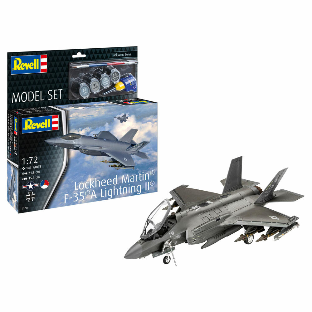 Revell Flugzeug-Modell-Set Lockheed Martin F-35A Lightning II, 143 Teile, 1:72, 63799