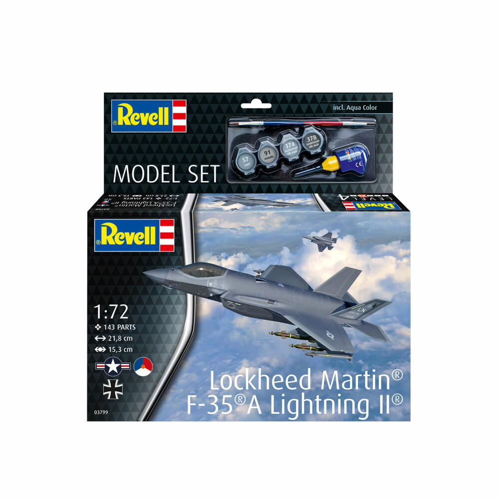 Revell Flugzeug-Modell-Set Lockheed Martin F-35A Lightning II, 143 Teile, 1:72, 63799