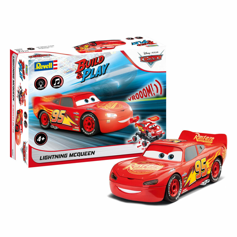 Revell Steckbausatz Disney Cars Lightning McQueen Auto mit Licht&Sound, 19 Teile, 1:20, 06562