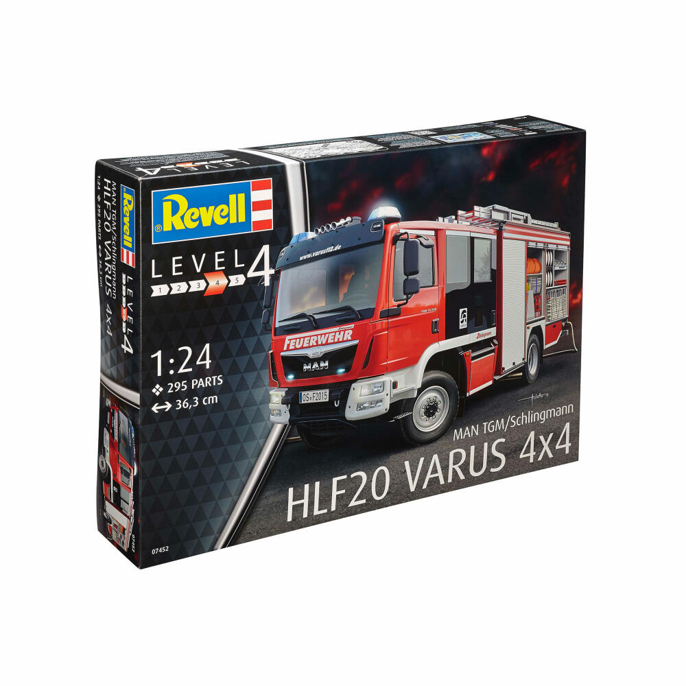 Revell Fahrzeug-Modellbausatz MAN TGM / Schlingmann HLF 20 VARUS 4x4, Feuerwehrauto, 295 Teile, 1:24, 07452
